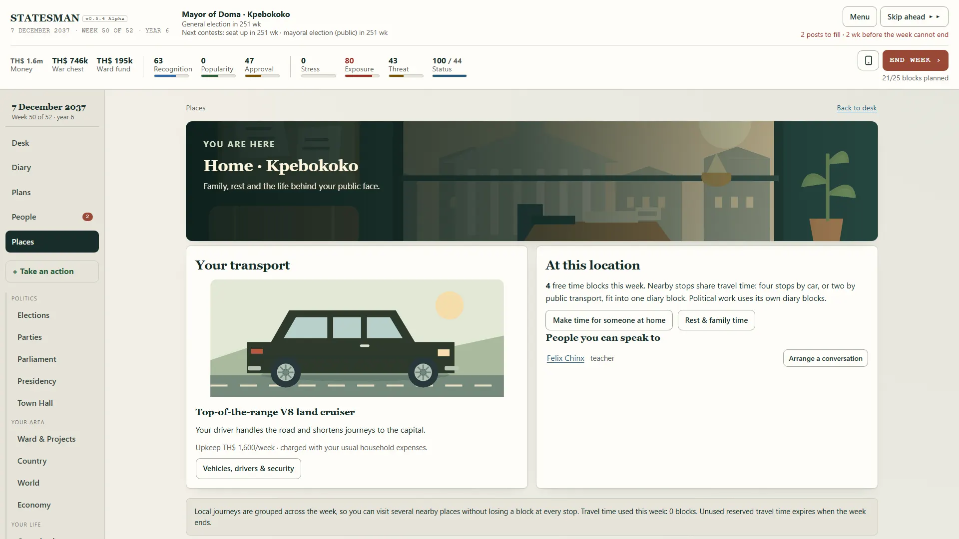 The mayor's V8: Office brings a car and a driver. Opponents can burn it.